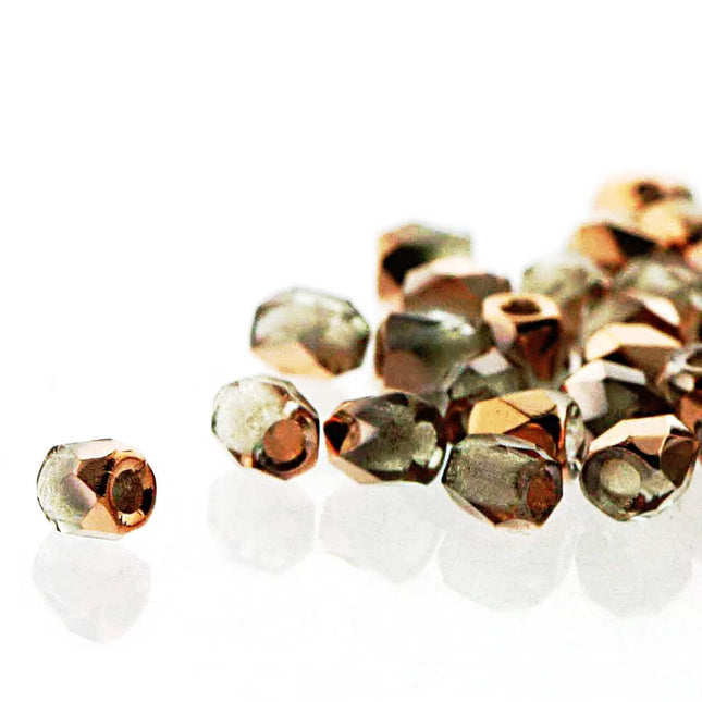 True2 Fire Polish 2mm Round Bead - FPR0200030-27101-39 - Crystal Capri Gold - 50 Bead Package