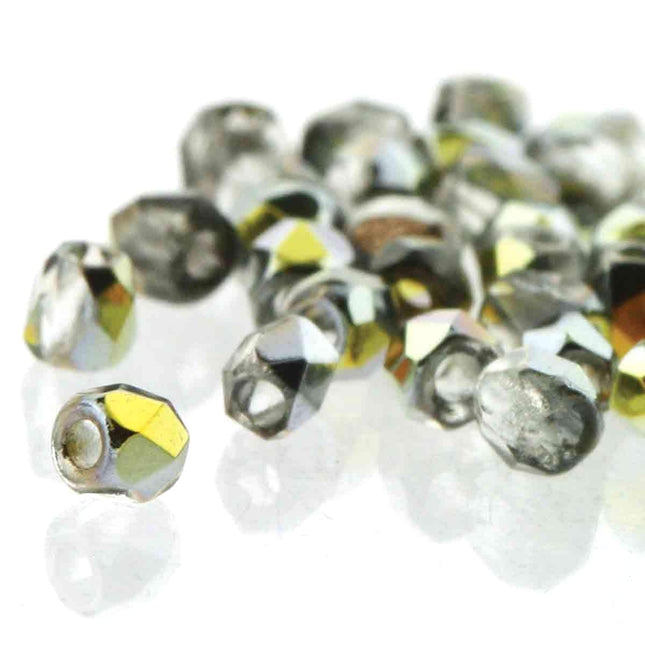 True2 Fire Polish 2mm Round Bead - FPR0200030-28001-51 - Crystal Marea - 50 Bead Package