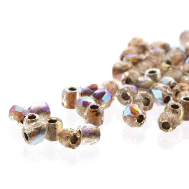 True2 Fire Polish 2mm Round Bead - FPR0200030-68505-32 - Crystal AB Copper Lined - 50 Bead Package