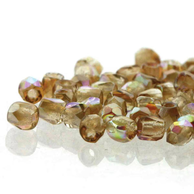 True2 Fire Polish 2mm Round Bead - FPR0200030-98532-37 - Crystal Brown Rainbow - 50 Bead Package