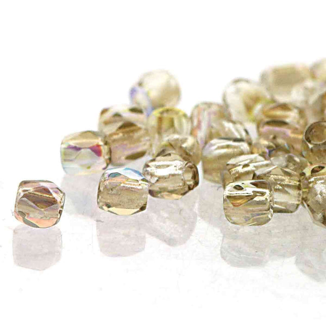 True2 Fire Polish 2mm Round Bead - FPR0200030-98534-50 - Crystal Lemon Rainbow - 50 Bead Package