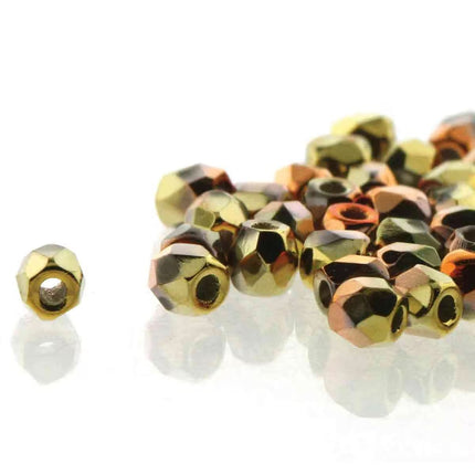 True2 Fire Polish 2mm Round Bead - FPR0200030-98542-38 - Crystal California Gold Rush - 50 Gram Package