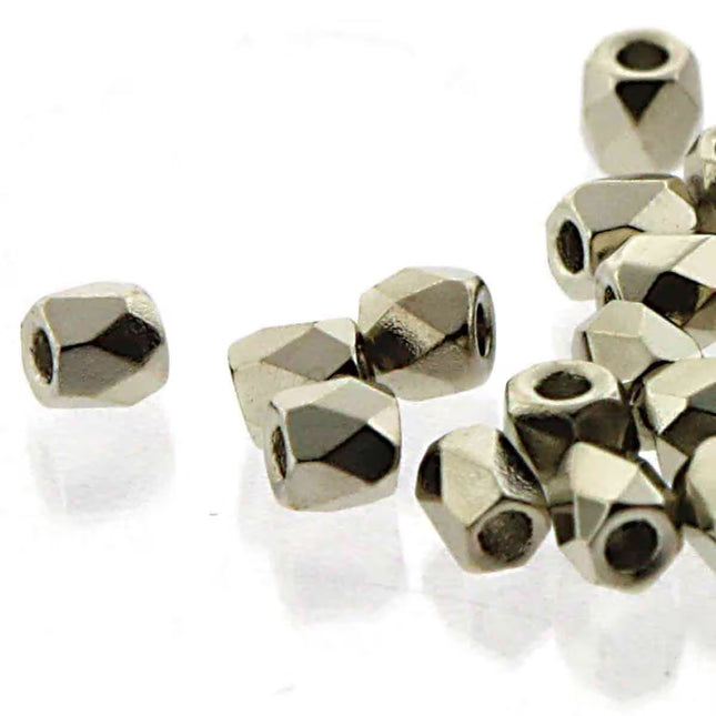 True2 Fire Polish 2mm Round Bead - FPR0200030-NI-52 - Crystal Nickel Plated - 50 Bead Package