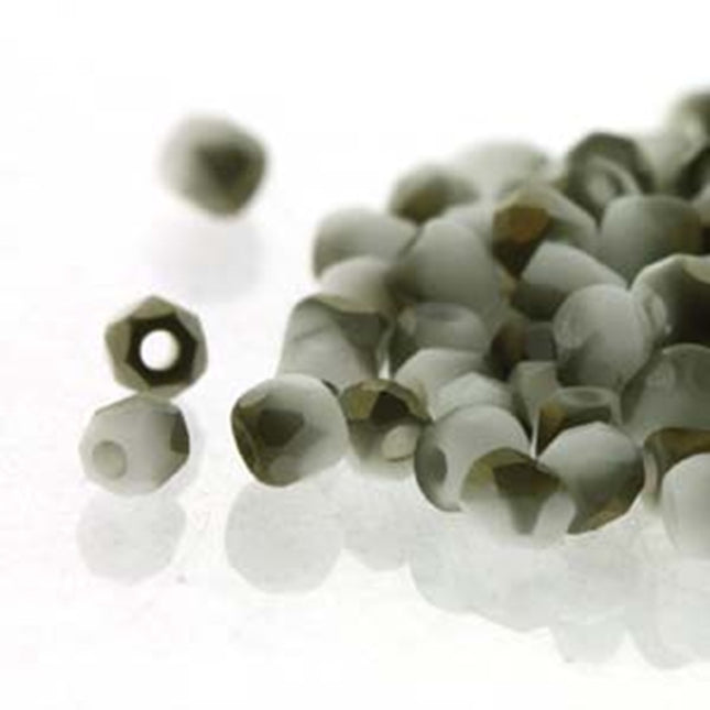 True2 Fire Polish 2mm Round Bead - FPR0203000-22671-18 - Chalk White Valentinite Matte - 50 Bead Package