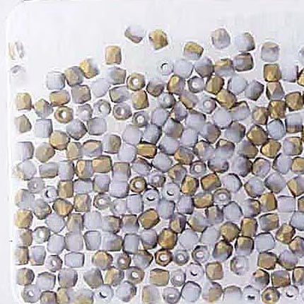 True2 Fire Polish 2mm Round Bead - FPR0203000-26471-13 - Chalk White Amber Matte - 50 Bead Package
