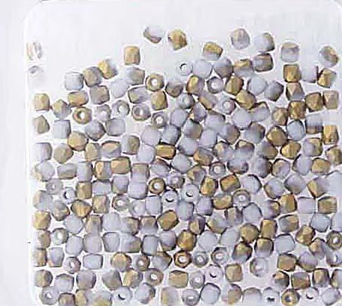 True2 Fire Polish 2mm Round Bead - FPR0203000-26471-13 - Chalk White Amber Matte - 50 Bead Package