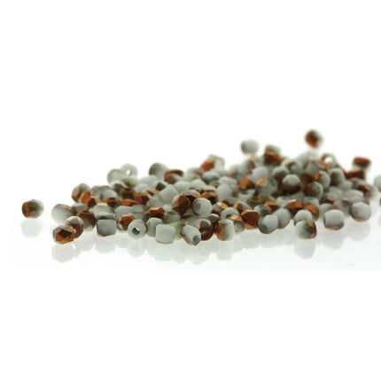True2 Fire Polish 2mm Round Bead - FPR0203000-27237-17 - Chalk White Sunset Matte - 50 Gram Package