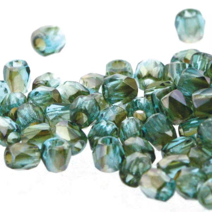 True2 Fire Polish 2mm Round Bead - FPR0260020-22501-4 - Aqua Celsian - 50 Bead Package
