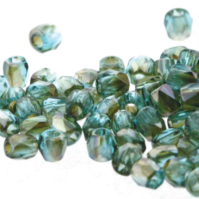 True2 Fire Polish 2mm Round Bead - FPR0260020-22501-4 - Aqua Celsian - 50 Bead Package