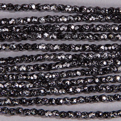 3mm Fire Polish Round - FPR03-0147-24A - Black Speckled Metallic Silver - 50 Bead Package