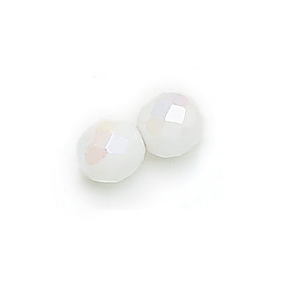 3mm Fire Polish Round - FPR03-0300AB-36 - Chalk White AB - 50 Bead Package