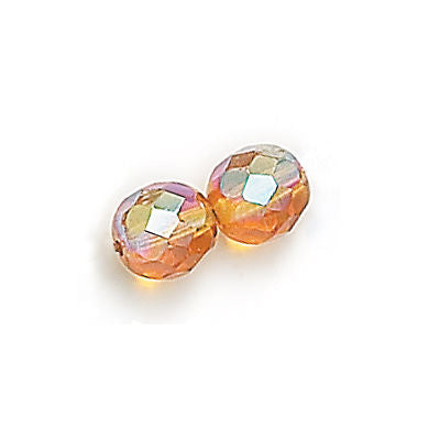 3mm Fire Polish Round - FPR03-1006AB-3 - Amber AB - 50 Bead Package
