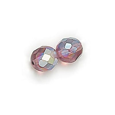 3mm Fire Polish Round - FPR03-2004AB-6 - Amethyst AB - 50 Bead Package