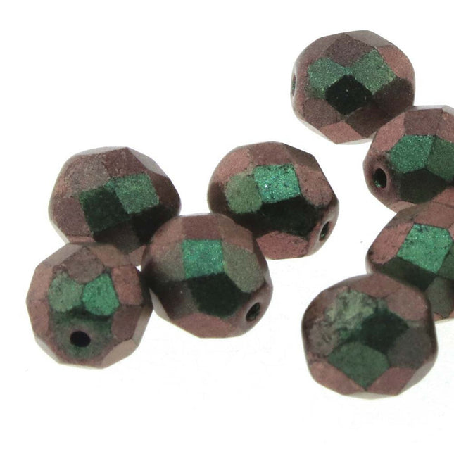 3mm Fire Polish Round  - FPR03-23980-29034-171 - Polychrome Sage & Citrus - 50 Bead Package