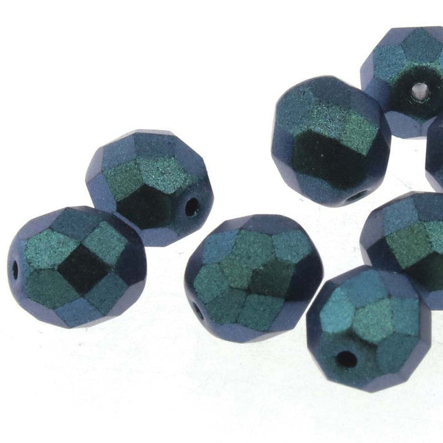 3mm Fire Polish Round - FPR03-23980-29044-172 - Polychrome Viridian - 50 Bead Package