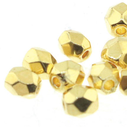 3mm Fire Polish Round - FPR03-30-GP-78 - Gold Plate - 50 Bead Package