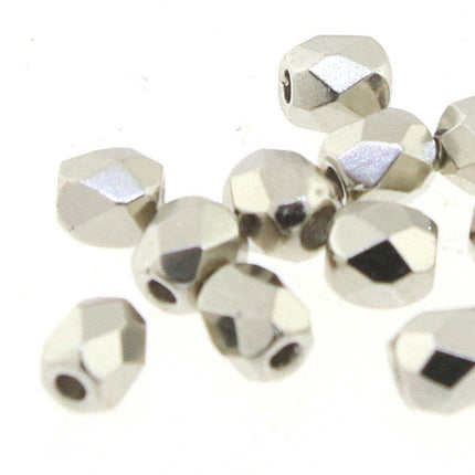 3mm Fire Polish Round - FPR03-30-NI-137 - Nickel Plate - 50 Bead Package