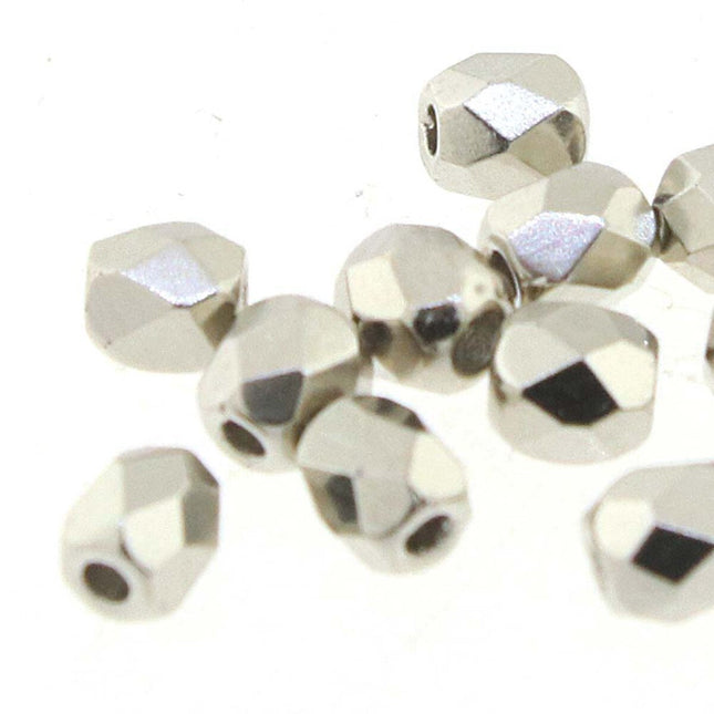 3mm Fire Polish Round - FPR03-30-NI-137 - Nickel Plate - 50 Bead Package