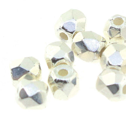 3mm Fire Polish Round - FPR03-30-SL-196 - Silver Plate - 50 Bead Package