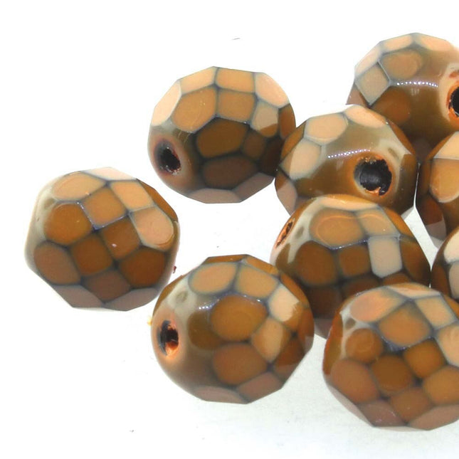 3mm Fire Polish Round - FPR03-39081 - Snake Amber - 50 Bead Package