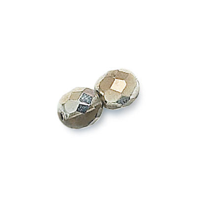 3mm Fire Polish Round - FPR03-4001-27001-24 - Black Diamond Silver - 50 Bead Package