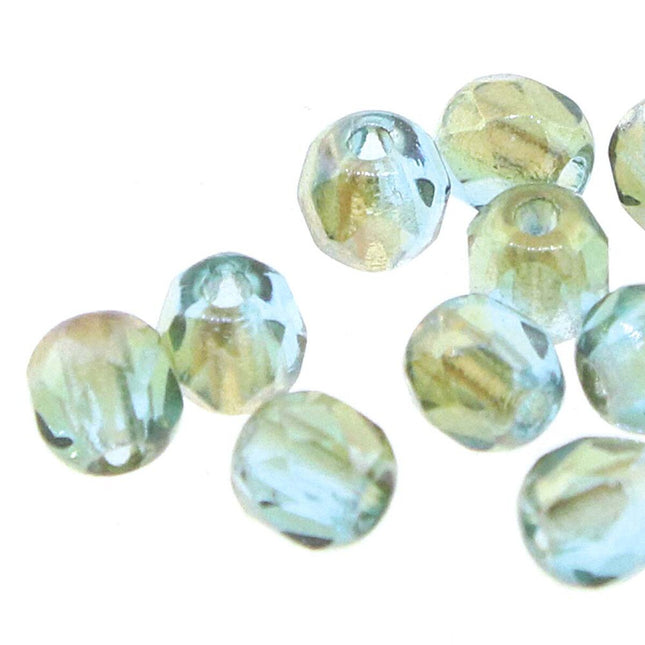 3mm Fire Polish Round - FPR03-60020-22501-17 - Aqua Celsian - 50 Bead Package