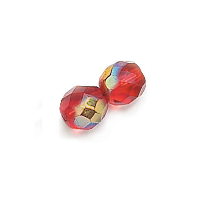 3mm Fire Polish Round - FPR03-9008AB-191 - Siam AB - 50 Bead Package
