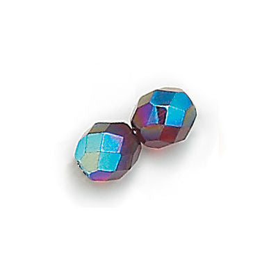3mm Fire Polish Round - FPR03-9011AB-73 - Garnet AB - 50 Bead Package