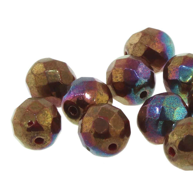 3mm Fire Polish Round - FPR03-93200-15780-44 - Coral Red Iris Luster - 50 Bead Package