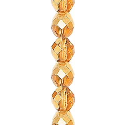 3mm Fire Polish Round - FPR03-97387-15 - Apricot Metallic Ice - 50 Bead Package
