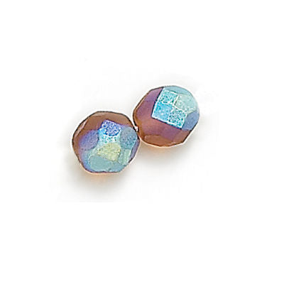 3mm Fire Polish Round - FPR03-F1022AB-70 - Frosted Smoke Topaz AB - 50 Bead Package