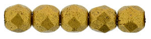 3mm Fire Polish Round - Matte Metallic Antique Gold - 50 Bead Package