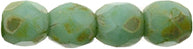 3mm Fire Polish Round - FPR03-T6313-227 - Turquoise Picasso - 50 Bead Package