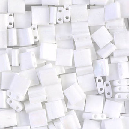 Miyuki Tila Beads - TL-402FR - Unicorn Matte White AB - 5 Gram Package