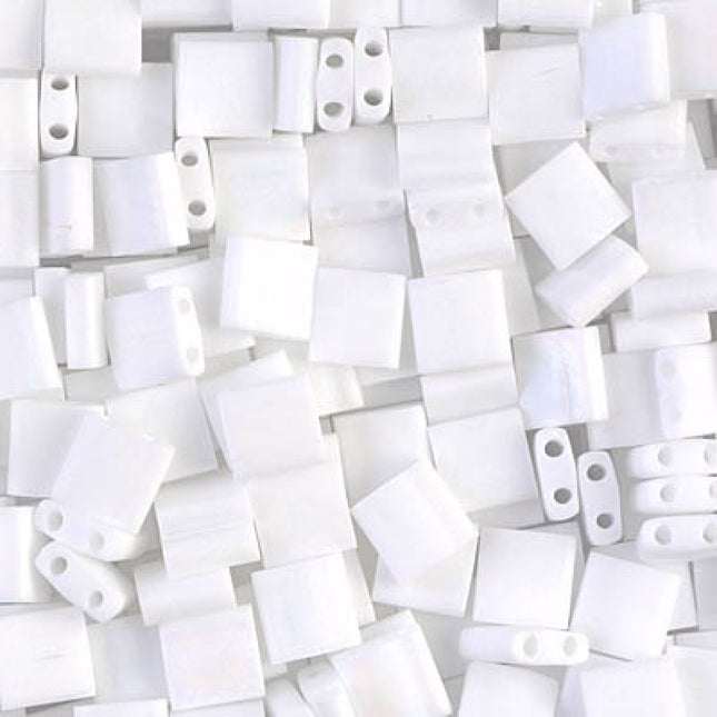Miyuki Tila Beads - TL-402FR - Unicorn Matte White AB - 5 Gram Package