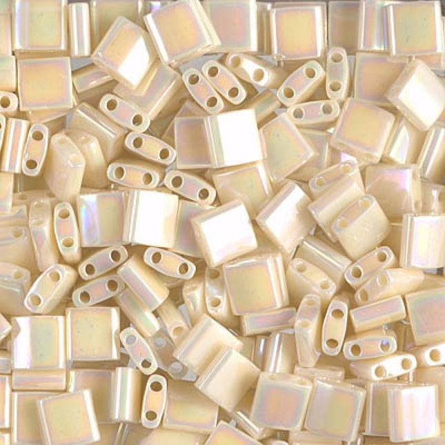 Miyuki Tila Beads - TL-486 - Ivory Pearl Ceylon AB - 5 Gram Package