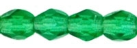 3mm Fire Polish Round - Emerald - 50 Beads