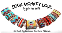 Julie Ann Smith Designs - SOCK MONKEY LOVE - Odd Count Peyote Carrier Bead Cover - Delica and Carrier Bead Kit