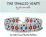 Julie Ann Smith Designs - STAR SPANGLED HEARTS - Skinny Mini Odd Count Peyote Bracelet - 11/0 Delica Bead Kit