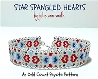 Julie Ann Smith Designs - STAR SPANGLED HEARTS - Skinny Mini Odd Count Peyote Bracelet - 11/0 Delica Bead Kit